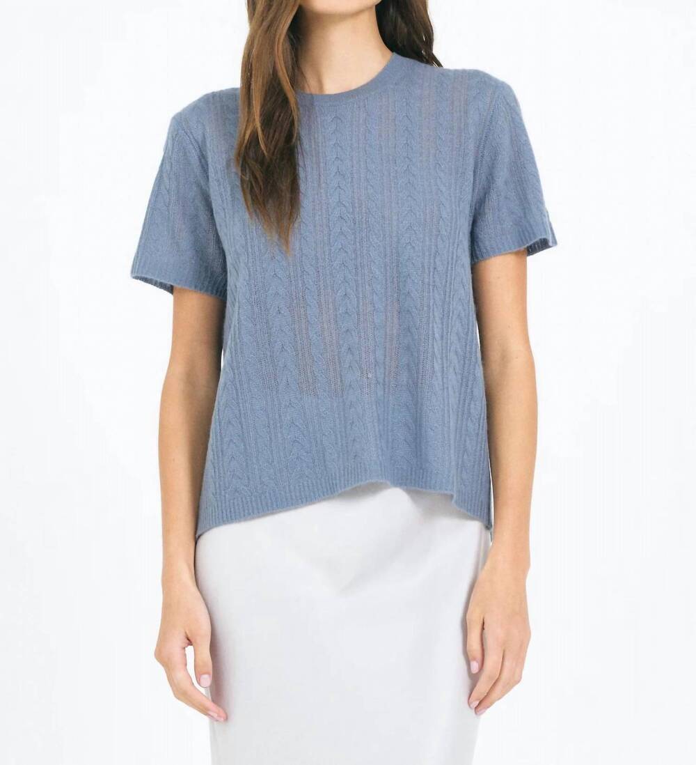 NEW ONE GREY DAY stone tissue cashmere tee in cadet
